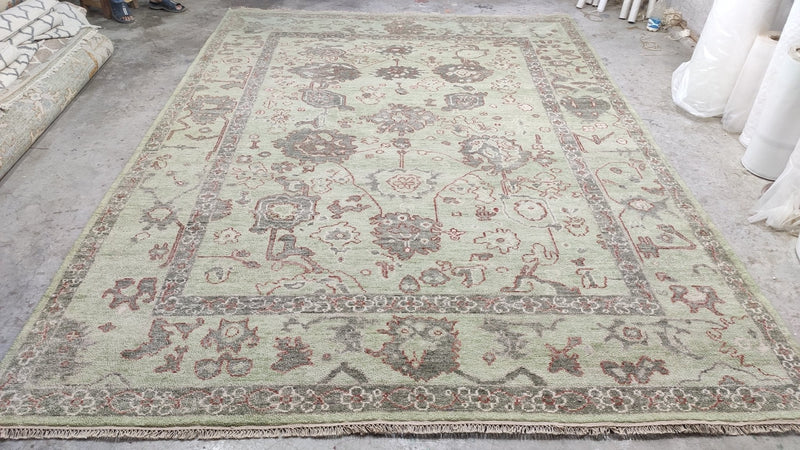 Ava 8.9x12 Light Green Hand-Knotted Oushak Rug | Banana Manor Rug Company