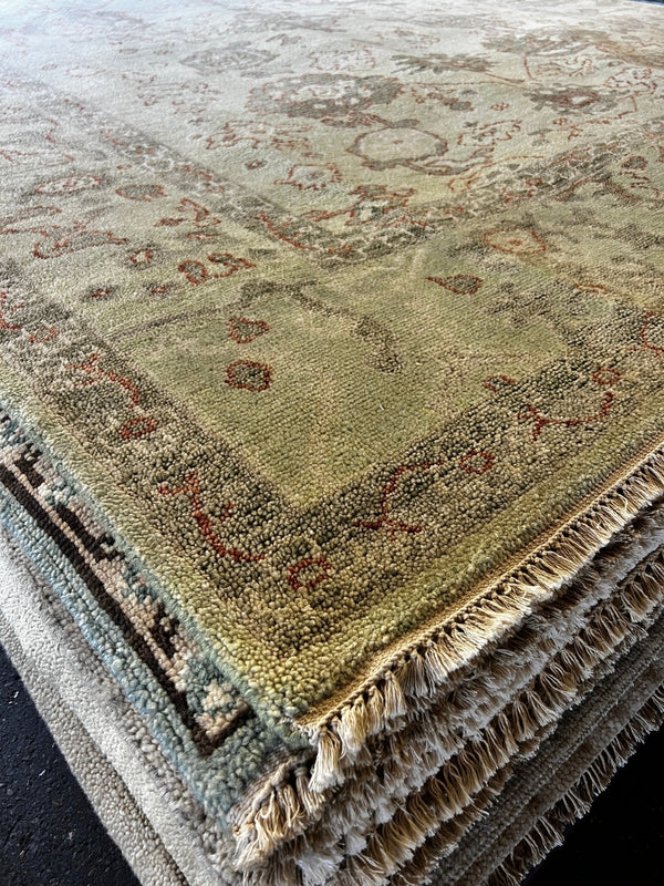 Ava 8.9x12 Light Green Hand-Knotted Oushak Rug | Banana Manor Rug Company