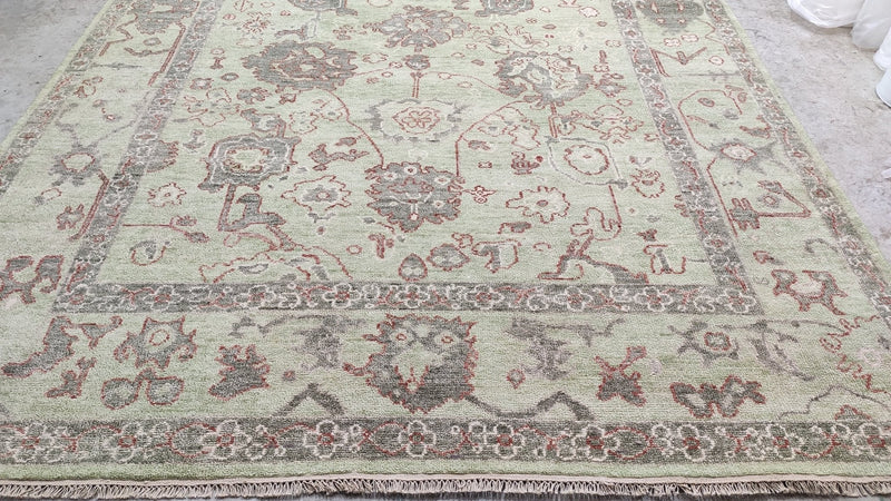 Ava 8.9x12 Light Green Hand-Knotted Oushak Rug | Banana Manor Rug Company