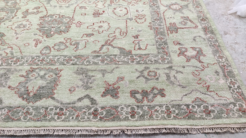 Ava 8.9x12 Light Green Hand-Knotted Oushak Rug | Banana Manor Rug Company