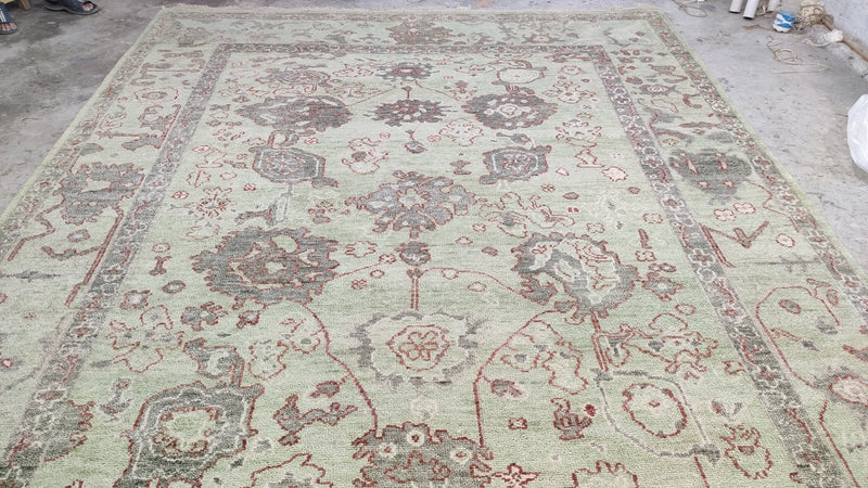 Ava 8.9x12 Light Green Hand-Knotted Oushak Rug | Banana Manor Rug Company