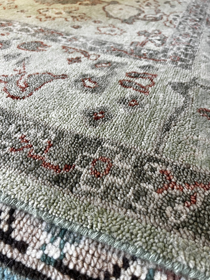 Ava Larsen 8.9x12 Light Green Hand-Knotted Oushak Rug | Banana Manor Rug Factory Outlet