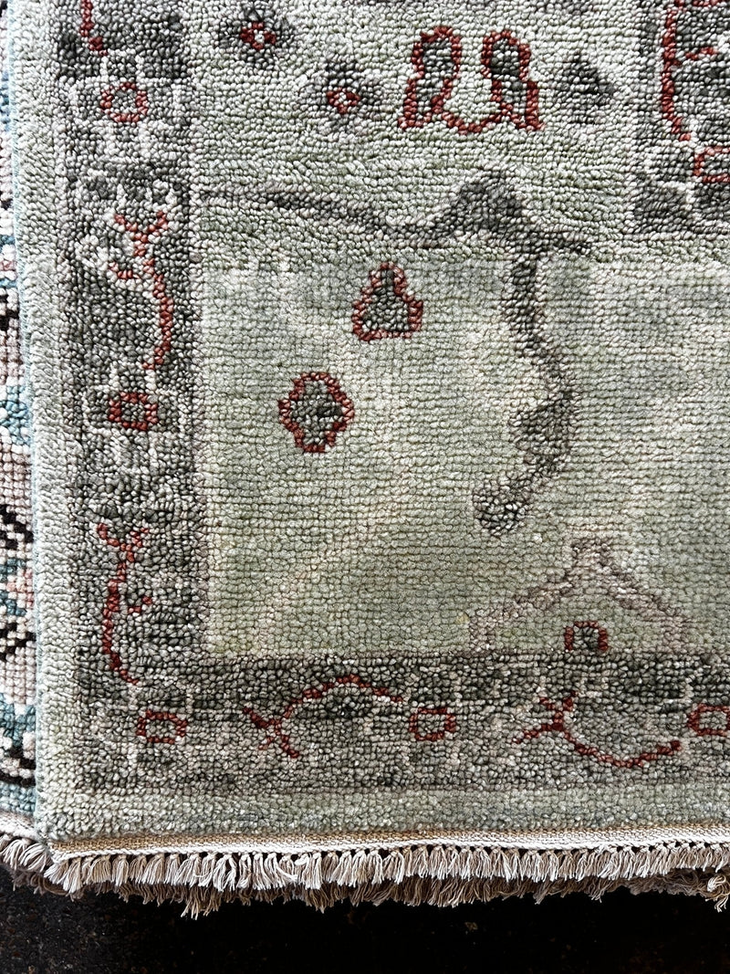 Ava Larsen 8.9x12 Light Green Hand-Knotted Oushak Rug | Banana Manor Rug Factory Outlet