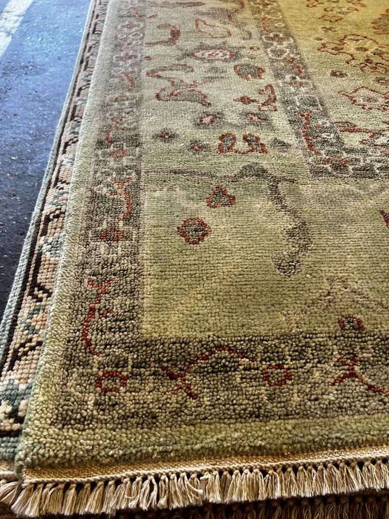 Ava Larsen 8.9x12 Light Green Hand-Knotted Oushak Rug | Banana Manor Rug Factory Outlet