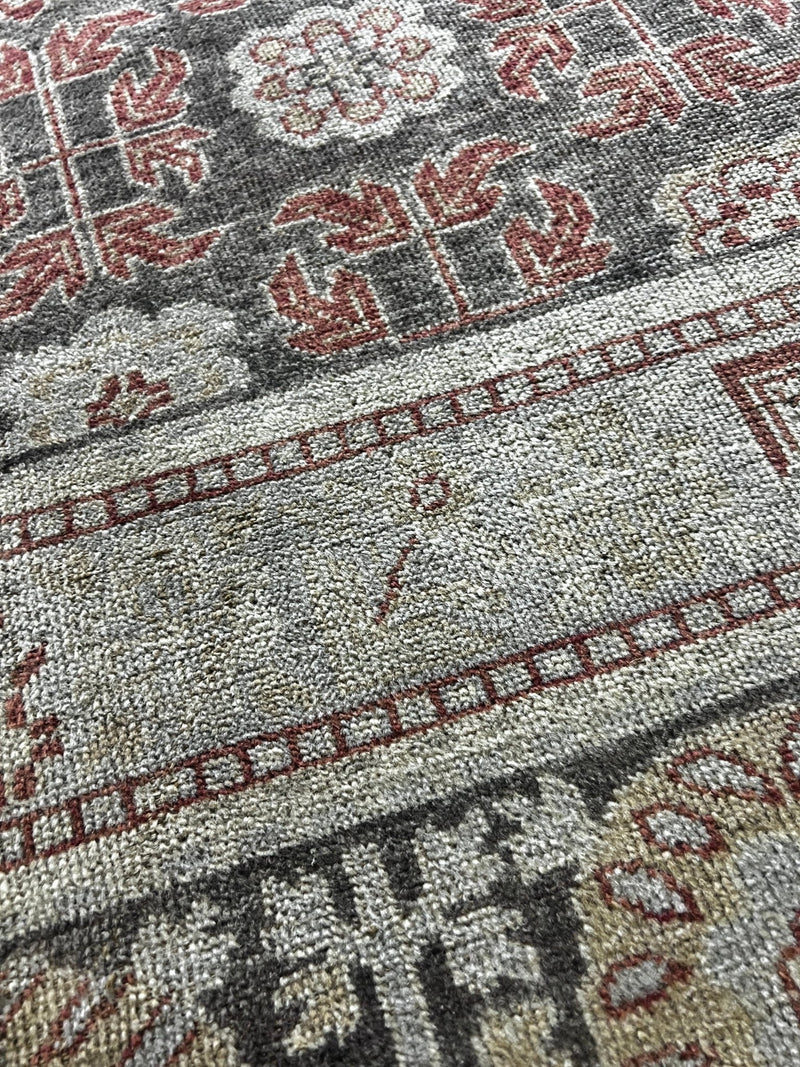 "Aveline" Dark grey and Rust Hand-Knotted Oushak 8x10 | Banana Manor Rug Company