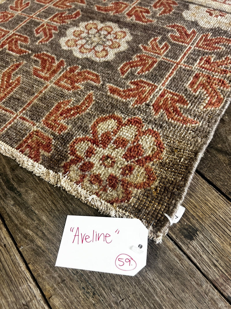 "Aveline" Dark grey and Rust Hand-Knotted Oushak 8x10 | Banana Manor Rug Company