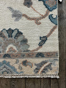 "Aya" Blue and Cream Hand-Knotted Oushak 8x10 | Banana Manor Rug Company