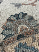 "Aya" Blue and Cream Hand-Knotted Oushak 8x10 | Banana Manor Rug Company