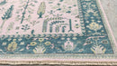Babette 8x10 Pink and Green Hand-Knotted Oushak Rug | Banana Manor Rug Company