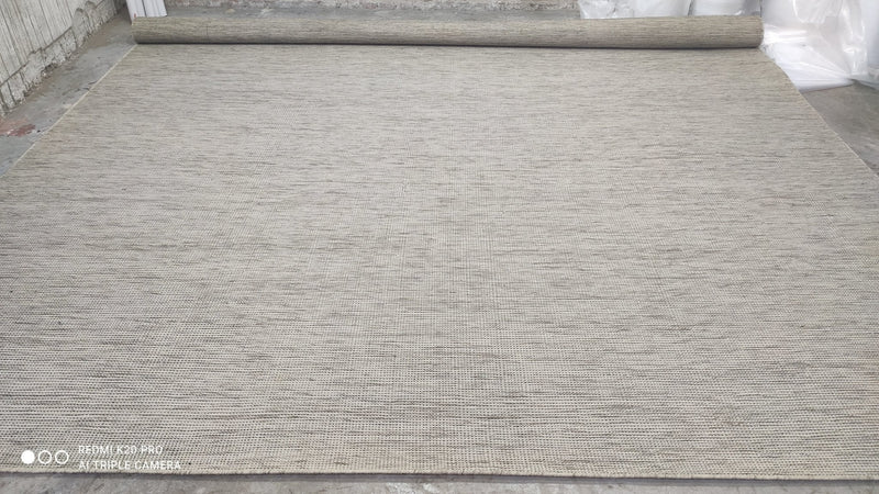 Baja 12x18 Handwoven Grey and Tan Textured Durrie Rug | Banana Manor Rug Company