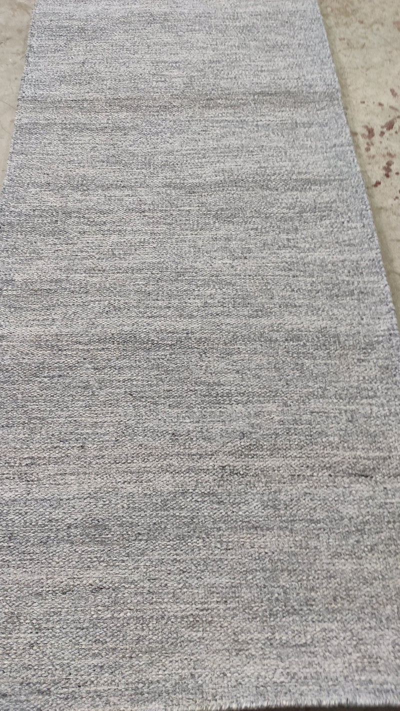 Balthazar Smith 2.6x8.3 Grey and Natural Handwoven PET Yarn Runner | Banana Manor Rug Company