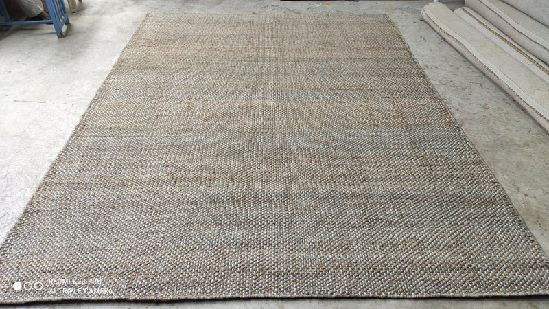 Bamonte Handwoven Natural and White Jute and Wool Rug 8x11 | Banana Manor Rug Company