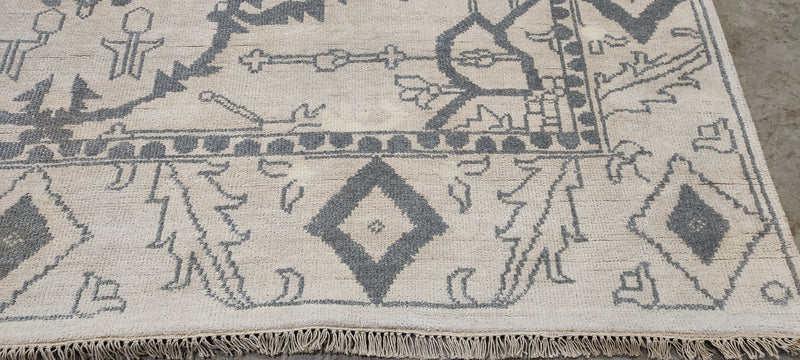 Barbara Allen 9x11.9 Ivory Hand-Knotted Oushak Rug | Banana Manor Rug Company