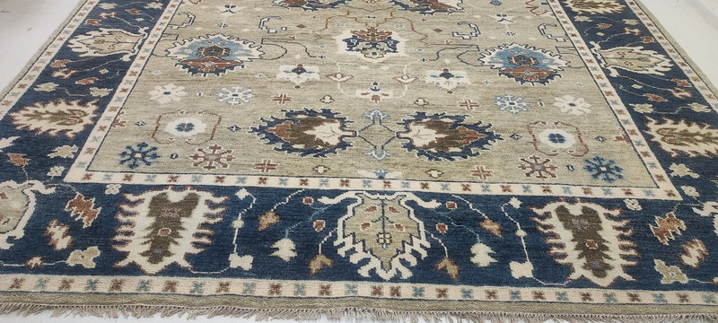 Barbara Allen de Kwiatkowski 9x11.9 Tan and Grey Hand-Knotted Oushak Rug | Banana Manor Rug Factory Outlet