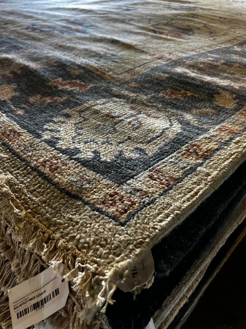 Barbara Allen de Kwiatkowski 9x11.9 Tan and Grey Hand-Knotted Oushak Rug | Banana Manor Rug Factory Outlet