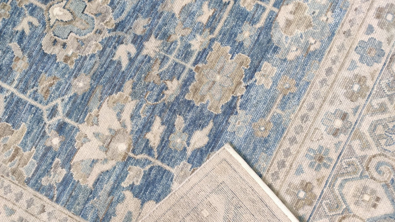 Barbara Payton 9x12 Blue and Beige Hand-Knotted Oushak Rug | Banana Manor Rug Company