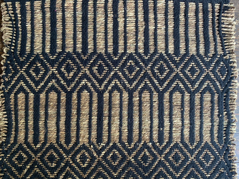 Beach Hut Black Wool Woven with Jute Rug | Banana Manor Rug Company