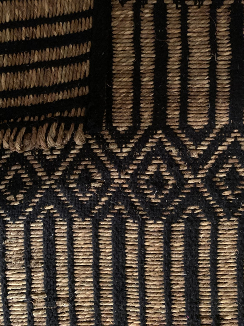 Beach Hut Black Wool Woven with Jute Rug | Banana Manor Rug Company