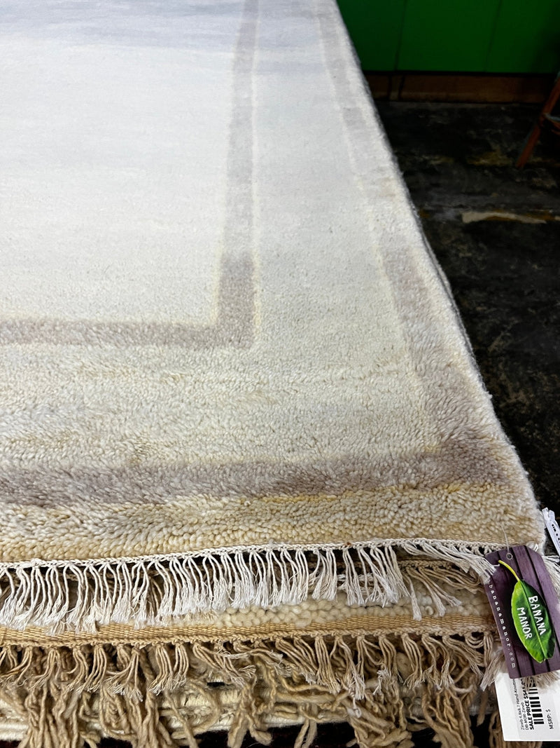 Beldar 6x9 Cream and Tan Hand-Knotted Rug | Banana Manor Rug Factory Outlet