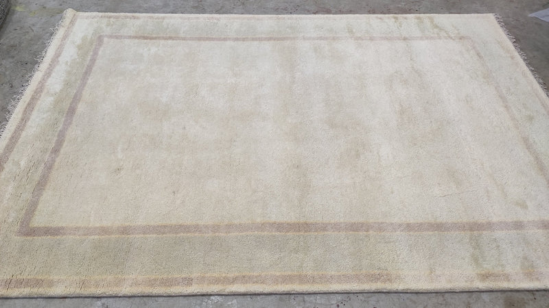 Beldar 6x9 Cream and Tan Hand-Knotted Rug | Banana Manor Rug Company