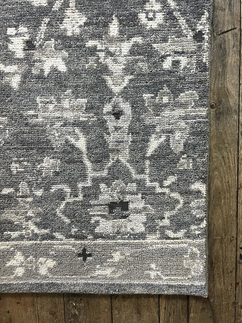 "Bernis" Dark Grey Hand-Knotted Oushak 8x10 | Banana Manor Rug Company