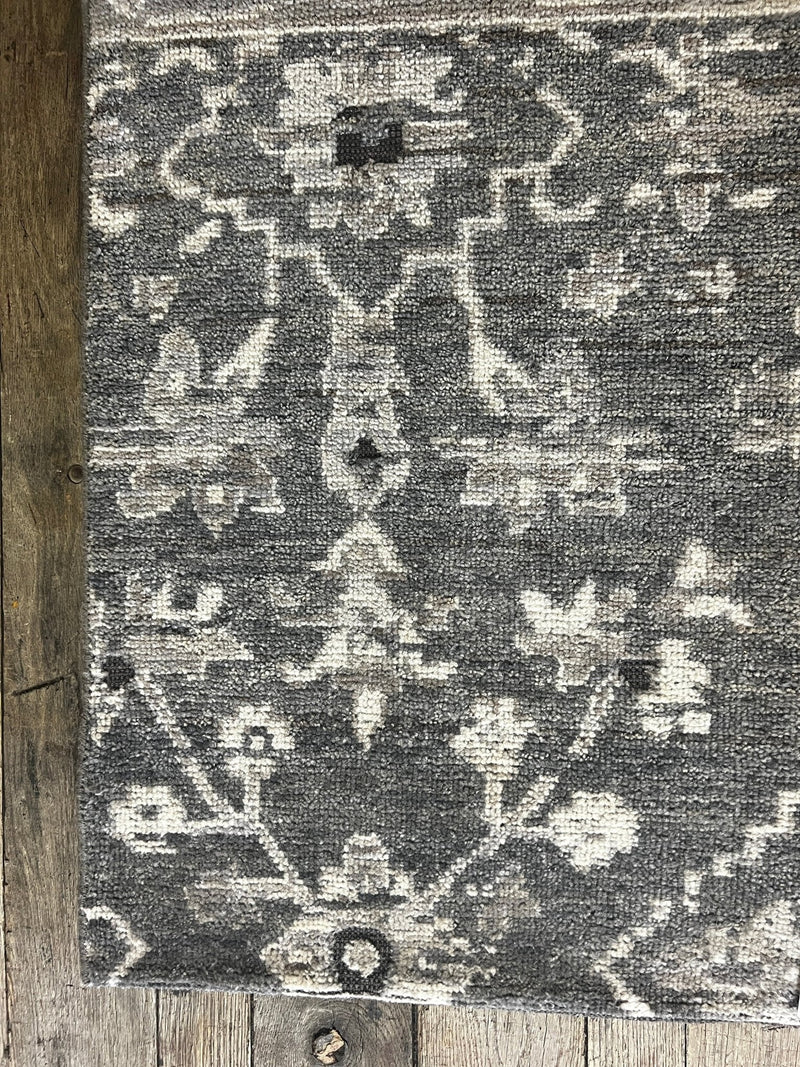 "Bernis" Dark Grey Hand-Knotted Oushak 8x10 | Banana Manor Rug Company