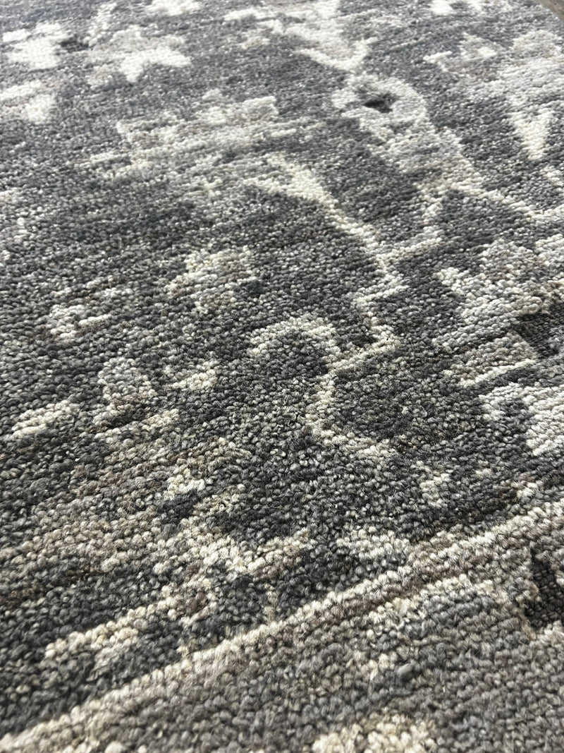 "Bernis" Dark Grey Hand-Knotted Oushak 8x10 | Banana Manor Rug Company