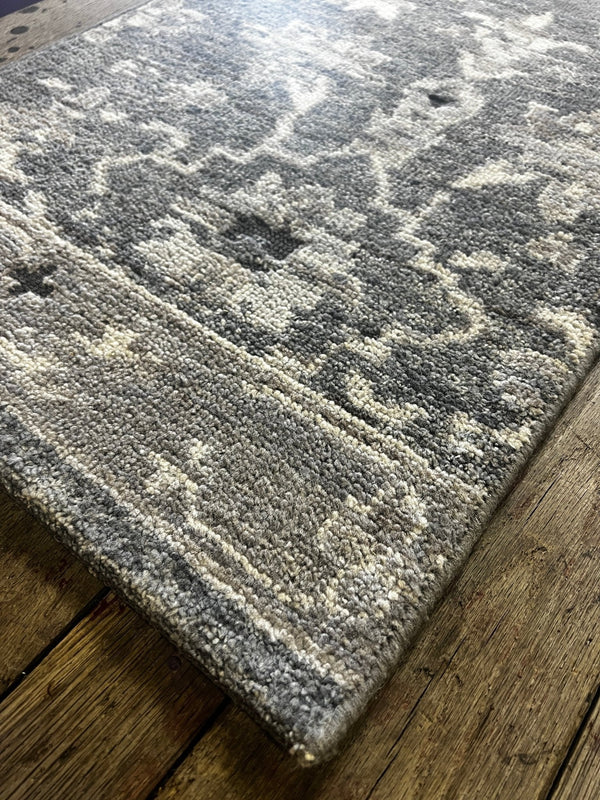 "Bernis" Dark Grey Hand-Knotted Oushak 8x10 | Banana Manor Rug Company