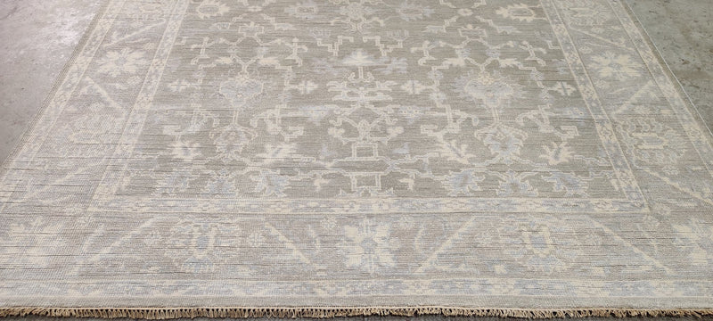 Beth Martin Grey and Silver Hand-Knotted Oushak Rug 8.3x10 | Banana Manor Rug Company