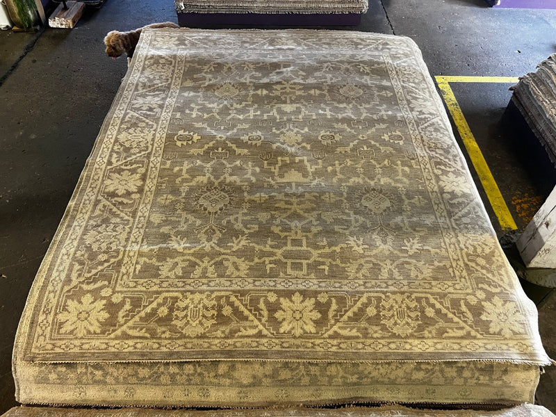 Beth Martin Grey and Silver Hand-Knotted Oushak Rug 8.3x10 | Banana Manor Rug Factory Outlet