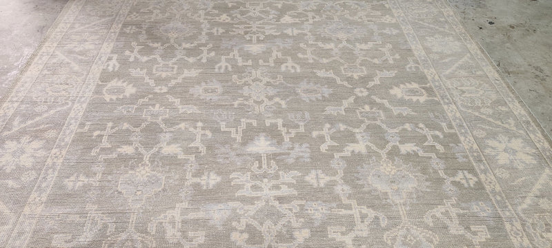 Beth Martin Grey and Silver Hand-Knotted Oushak Rug 8.3x10 | Banana Manor Rug Company