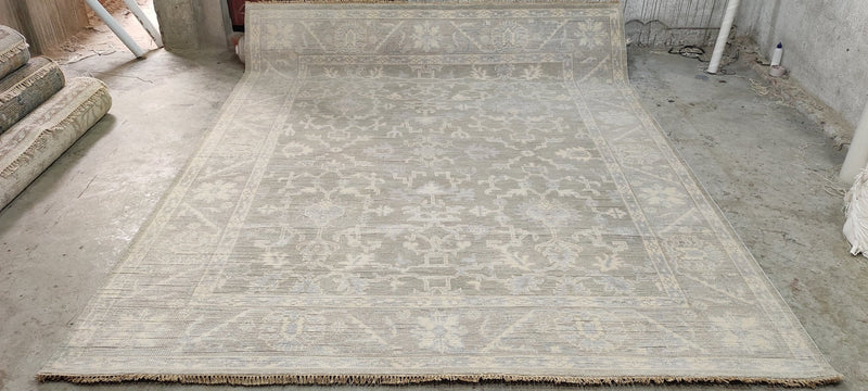 Beth Martin Grey and Silver Hand-Knotted Oushak Rug 8.3x10 | Banana Manor Rug Company