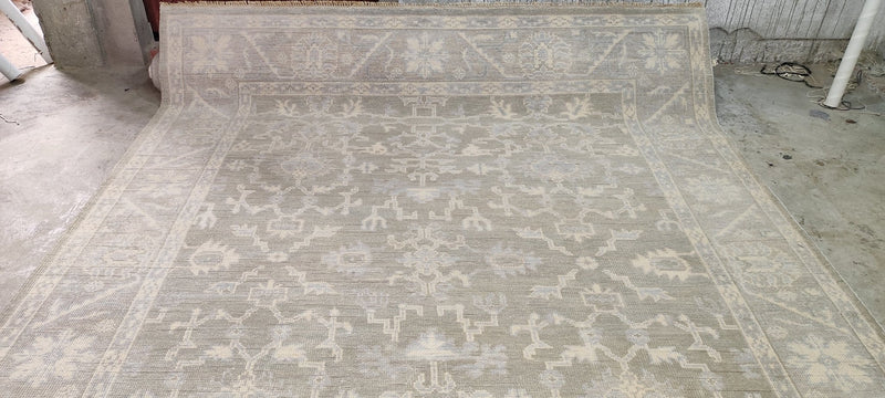 Beth Martin Grey and Silver Hand-Knotted Oushak Rug 8.3x10 | Banana Manor Rug Company