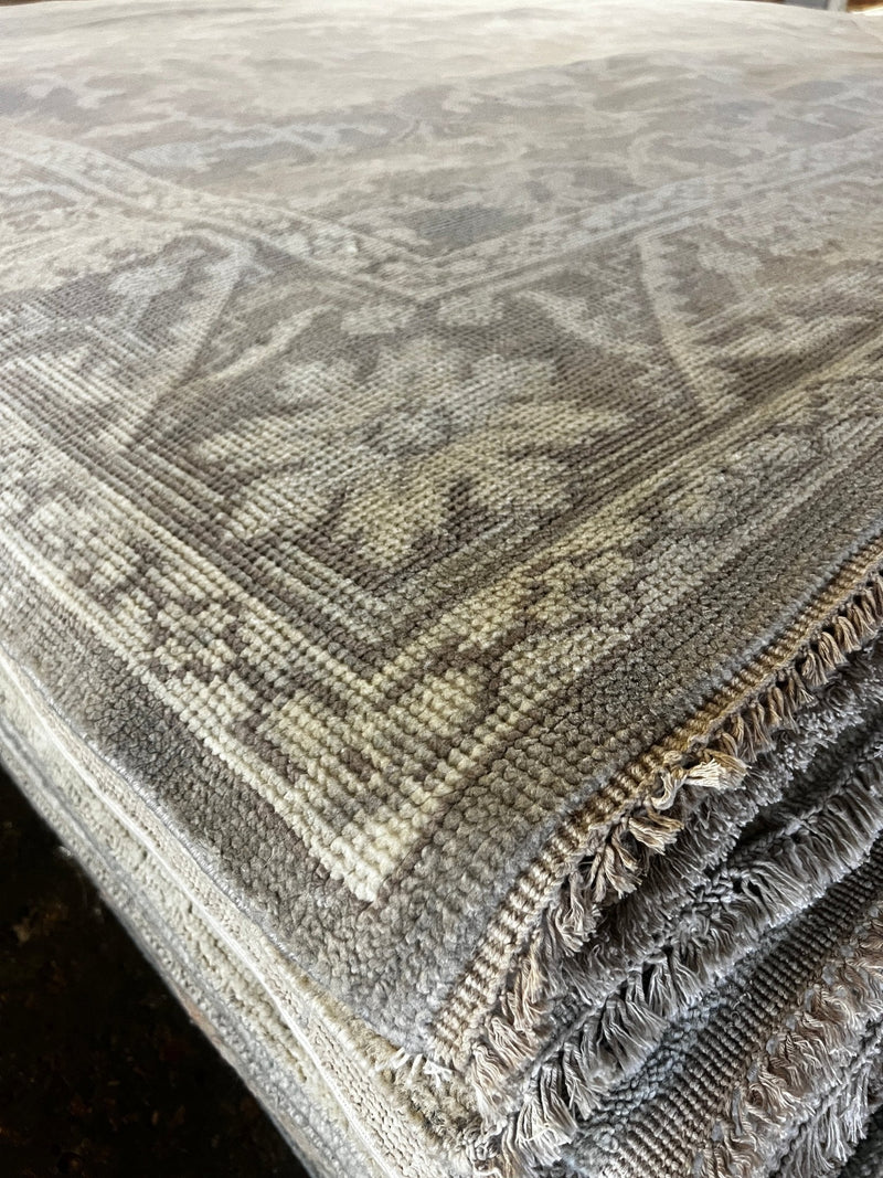 Beth Martin Grey and Silver Hand-Knotted Oushak Rug 8.3x10 | Banana Manor Rug Factory Outlet