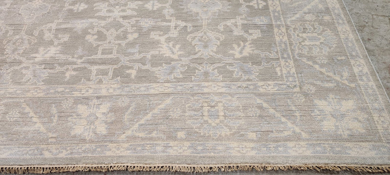 Beth Martin Grey and Silver Hand-Knotted Oushak Rug 8.3x10 | Banana Manor Rug Company