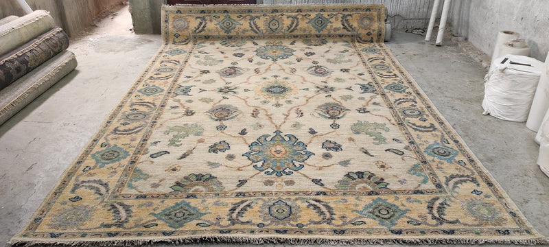 Betsy Carter 8.9x12 Tan and Camel Hand-Knotted Oushak Rug | Banana Manor Rug Company