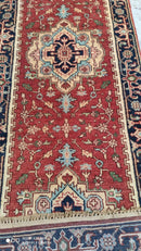 Better Than Ezra 2.9x10.3 Red and Blue Hand-Knotted Serapi Runner | Banana Manor Rug Company