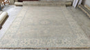 Beyonce 7.9x9.9 Grey and White Hand-Knotted Oushak Rug | Banana Manor Rug Company