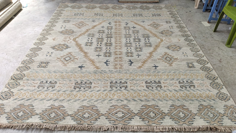 Bianca 8x9.9 Beige and Brown Hand-Knotted Oushak Rug | Banana Manor Rug Company