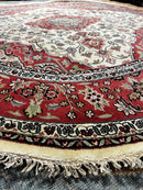 Bill Hunter Hand-Knotted Kashan Rug Cream and Rust 8x8 Round | Banana Manor Rug Company