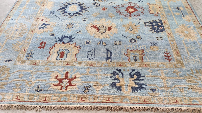 Blanche 8x10 Light Blue Hand-Knotted Oushak Rug | Banana Manor Rug Company