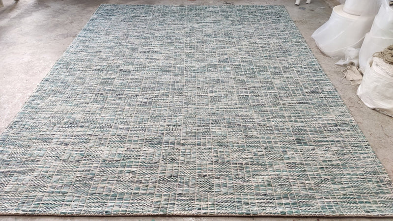 Blessica 8x10 Geometric Green Handwoven Rug | Banana Manor Rug Company