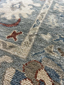 "Bluma" Light Blue and Rust Hand-Knotted Oushak 8x10 | Banana Manor Rug Company