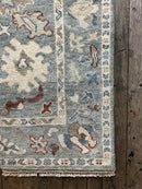 "Bluma" Light Blue and Rust Hand-Knotted Oushak 8x10 | Banana Manor Rug Company