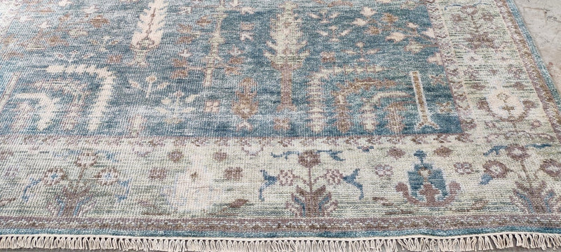 Borisoff Grey and Tan Hand-Knotted Oushak Rug 8x10 | Banana Manor Rug Company