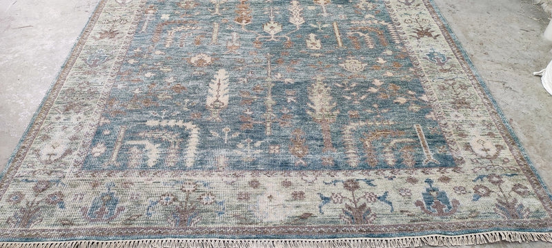 Borisoff Grey and Tan Hand-Knotted Oushak Rug 8x10 | Banana Manor Rug Company