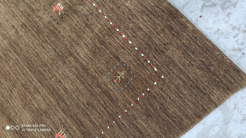 Boubker 5x7.9 Handwoven Brown Durrie Rug | Banana Manor Rug Company