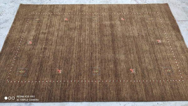 Boubker 5x7.9 Handwoven Brown Durrie Rug | Banana Manor Rug Company