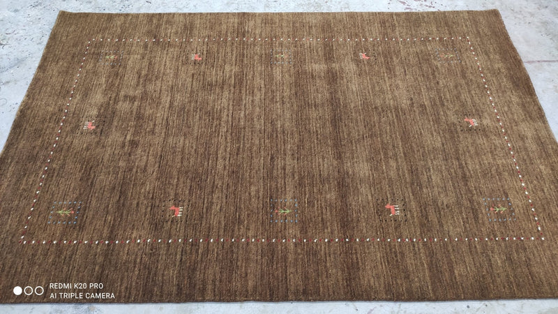 Boubker 5x7.9 Handwoven Brown Durrie Rug | Banana Manor Rug Company