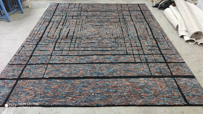 Bozo Le Clune 9.6x11.9 Hand-knotted Pastel and Black Rug | Banana Manor Rug Company